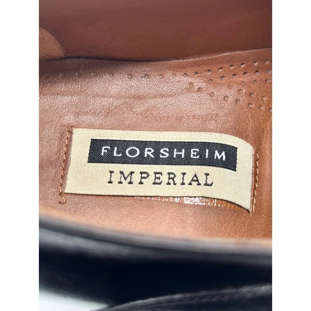Florsheim Imperial 92662 Men Sz 10.5 EEE Black Leather Moc Toe Derby Shoes Italy